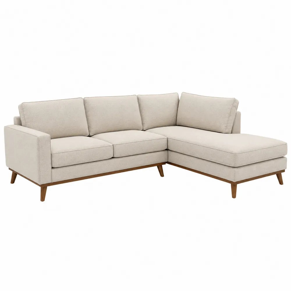 Narożna sofa modułowa z tkaniny poliestrowej beżowa 250cm