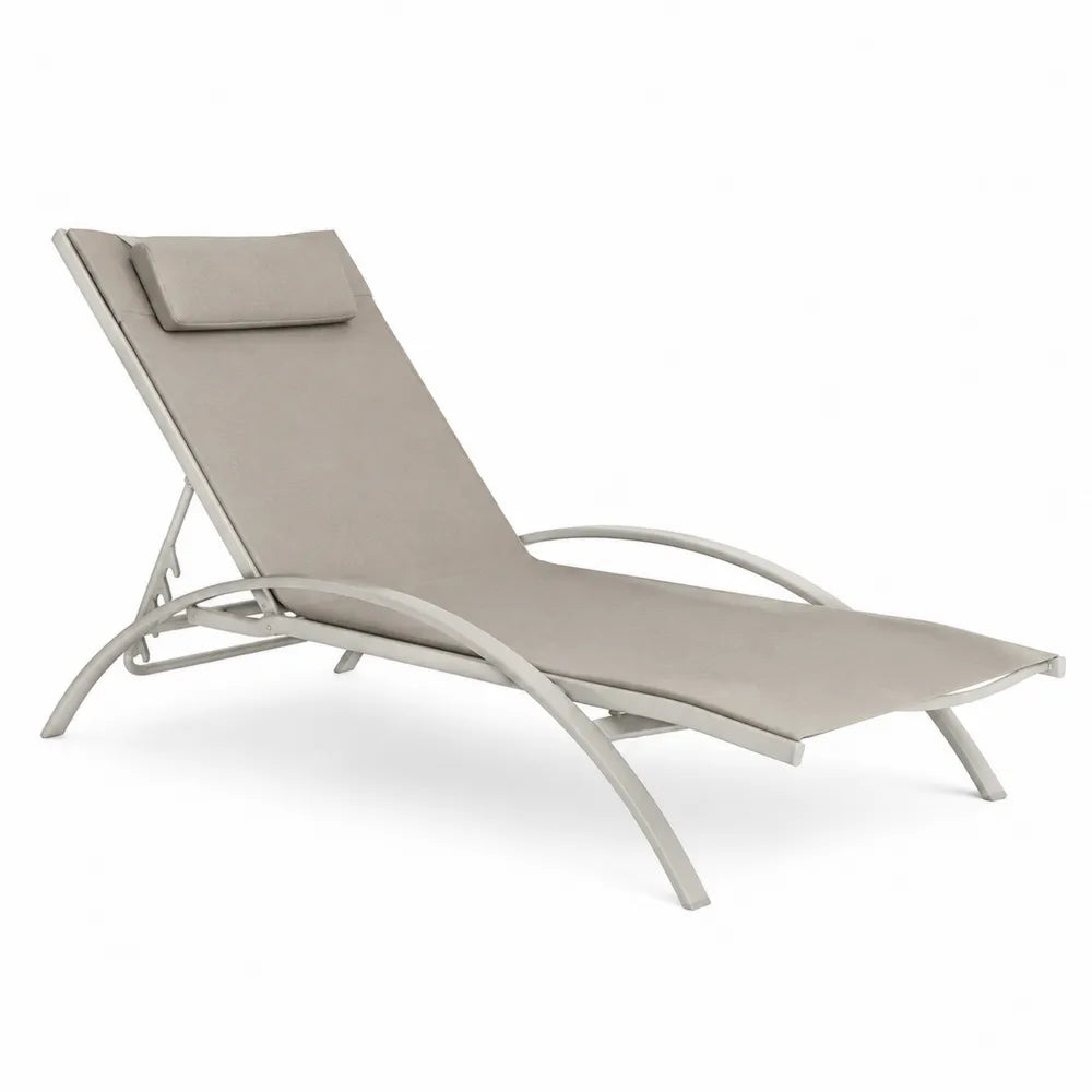 Leżak ogrodowy aluminium tkanina szara 200x65x35 cm