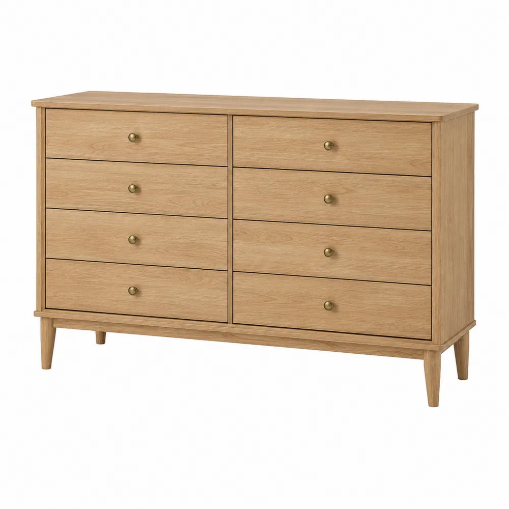Komoda z 8 szufladami z drewna dębowego 120 cm