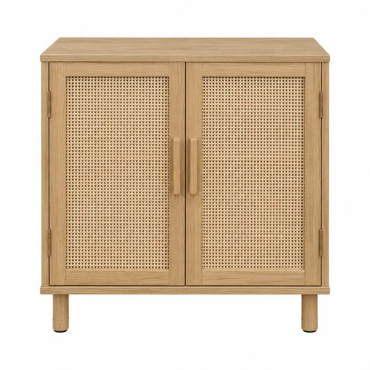 Szafka drewniana z frontami rattanowymi 80x40x75cm