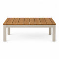 Stół aluminiowy z drewnianym blatem 120x60 cm brązowy/beżowy
