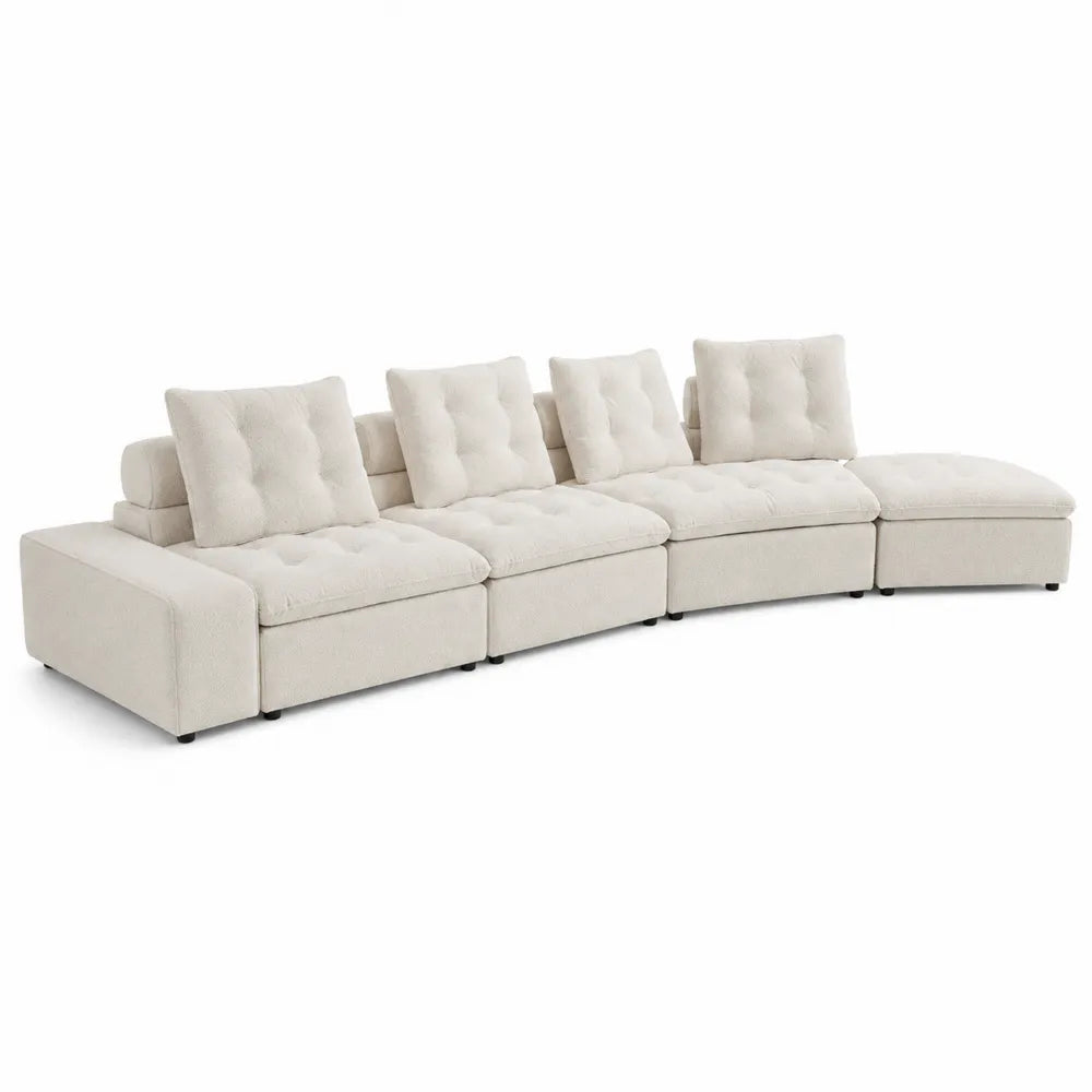 Modułowa sofa z tapicerką poliestrową beżowa 400x100x85 cm