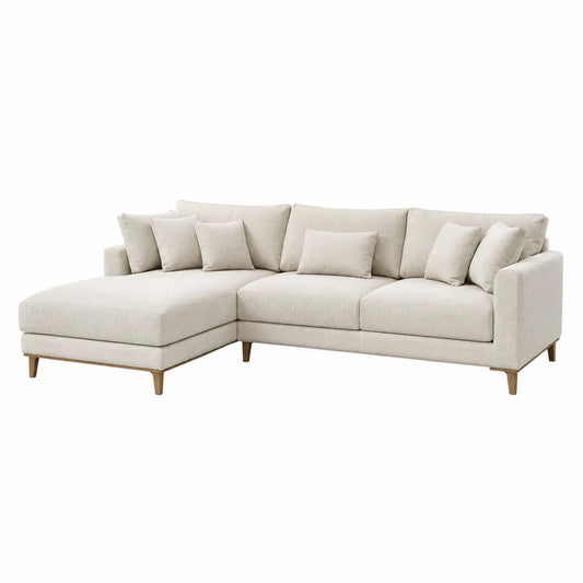 Modułowa sofa narożna L 260x160x85 cm tkanina poliestrowa beżowa