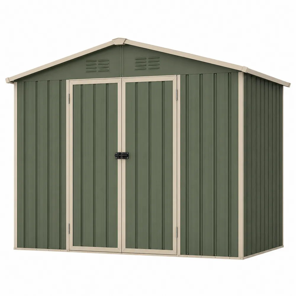 Metalowy Domek Ogrodowy z Blachy Stalowej Zielony 257x205x177 cm