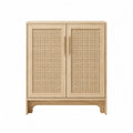 Kredens drewniany z rattanowymi drzwiami 100x40x120 cm jasnobrązowy