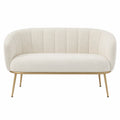 Sofa dwuosobowa boucle kremowa metalowe nogi 128x75x72 cm