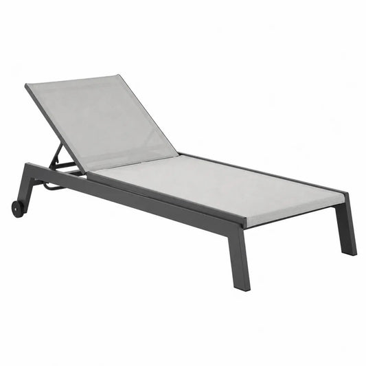 Leżak aluminiowy z regulowanym oparciem, 200 cm x 65 cm, szary