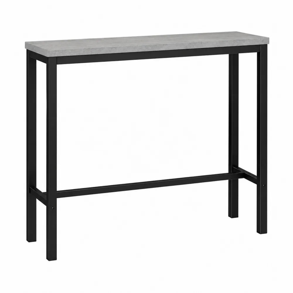 Stół barowy prostokątny stalowy z blatem MDF 120x40x100 cm czarny/szary beton
