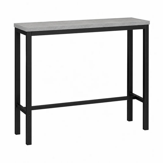 Stół barowy prostokątny stalowy z blatem MDF 120x40x100 cm czarny/szary beton
