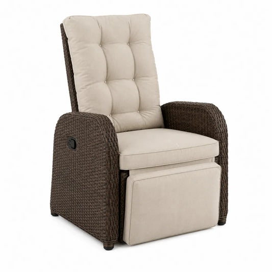 Fotel z technorattanu z regulacją - beżowy